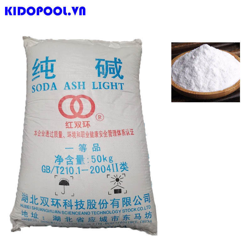 Hóa chất Soda Ash Light Na2CO3 (bột sô đa 99,2%) tăng pH nước bể bơi