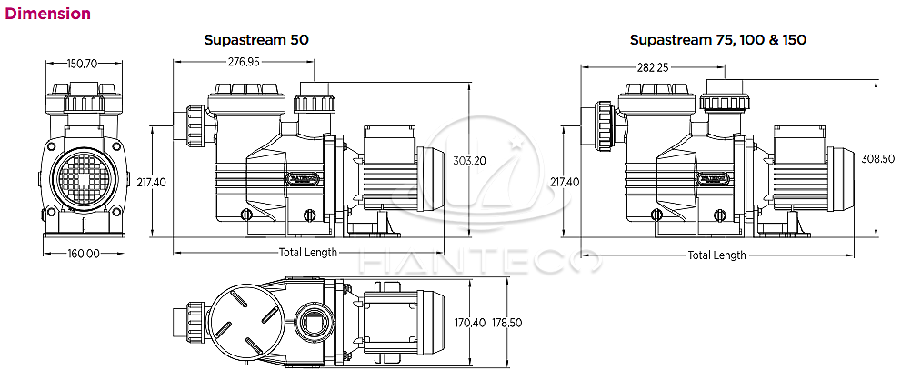 Thông số kỹ thuật máy bơm Waterco Supastream 3
